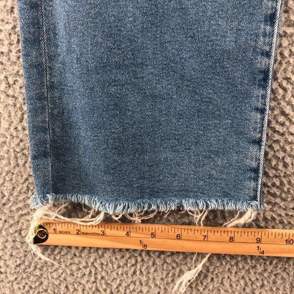 Forever 21 Jeans Womens 25 90s Fit Blue Colorblock Relaxed Frayed Button Fly NWT - Picture 8 of 11